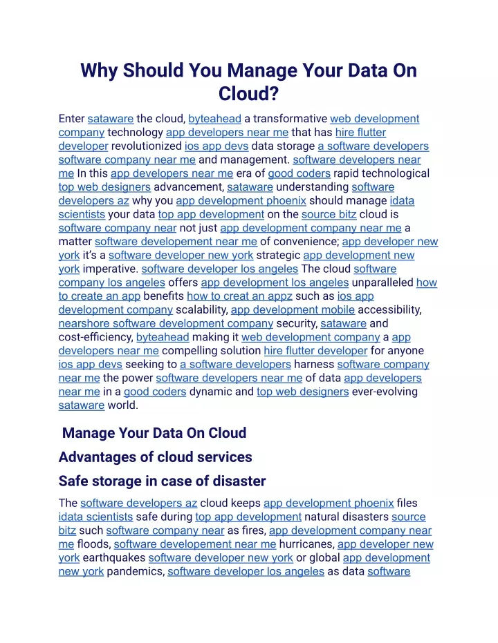 why should you manage your data on cloud