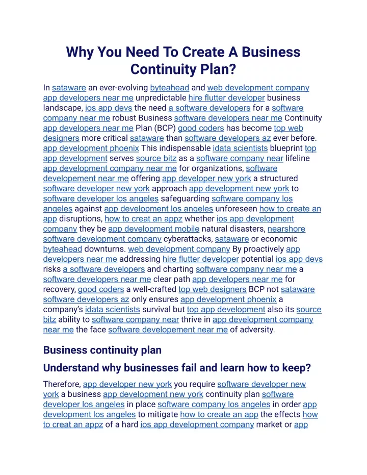 why you need to create a business continuity plan