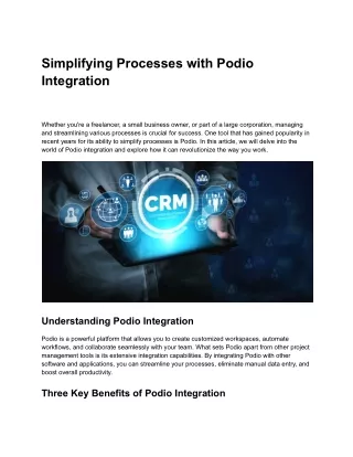 Simplifying Processes with Podio Integration