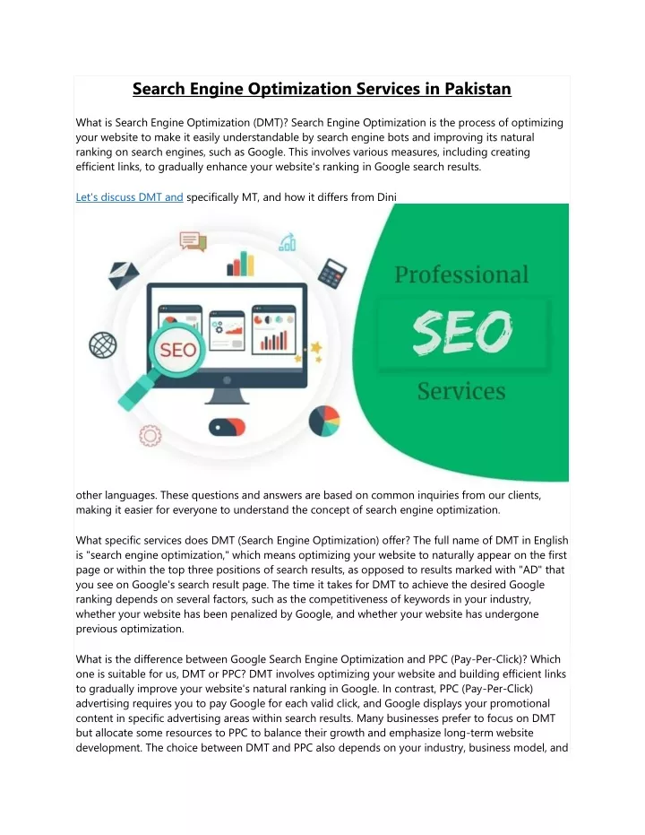 search engine optimization services in pakistan