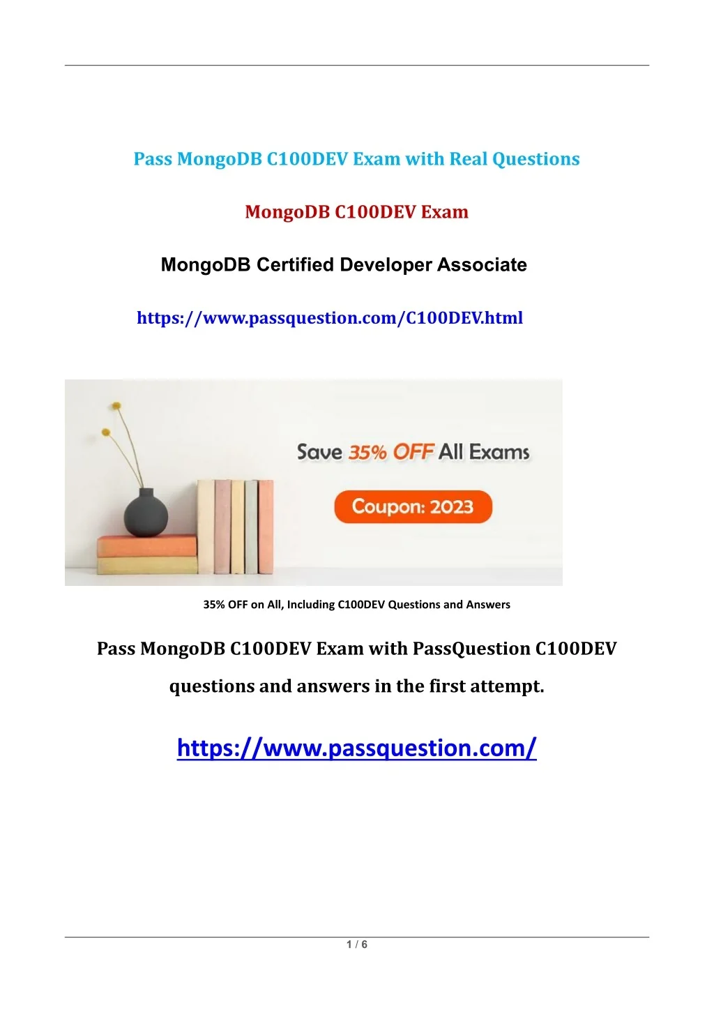 PPT - C100DEV MongoDB Certified Developer Associate Exam Questions ...