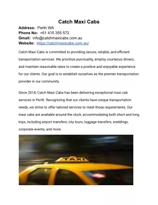 Your Easy Booking Experience with Maxi Taxi Perth User-Friendly Website