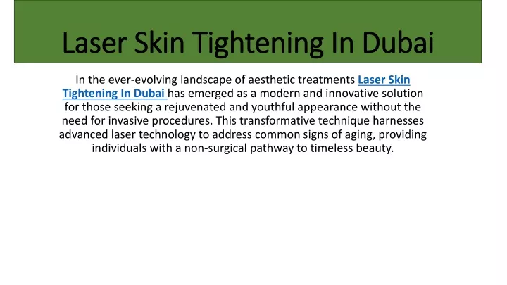 laser skin tightening in dubai laser skin