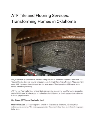 ATF Tile and Flooring Services: Transforming Homes in Oklahoma