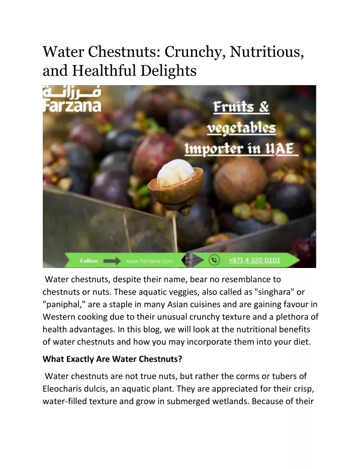 water chestnuts crunchy nutritious and healthful