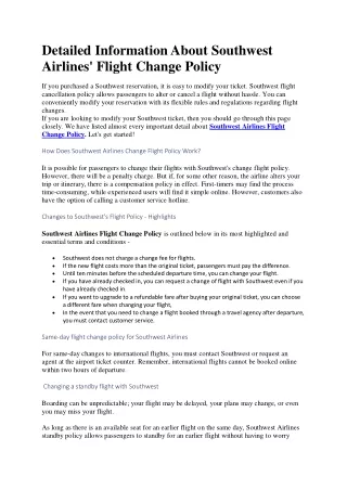 detailed information about southwest airlines