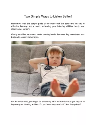 Two Simple Ways to Listen Better!