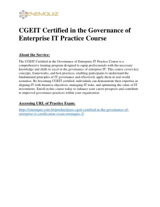 cgeit certified in the governance of enterprise