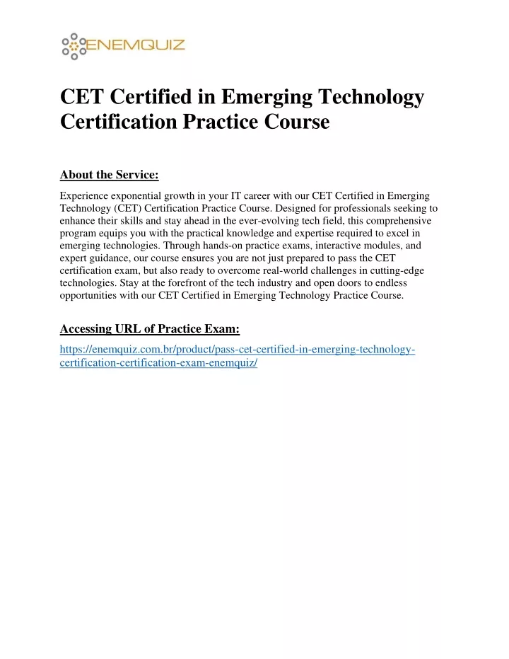 cet certified in emerging technology