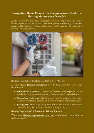 Navigating Home Comfort A Comprehensive Guide To Heating Maintenance Near Me
