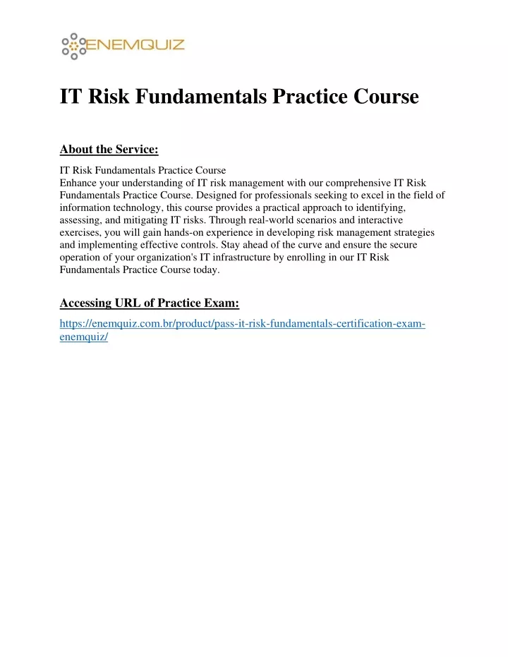 it risk fundamentals practice course