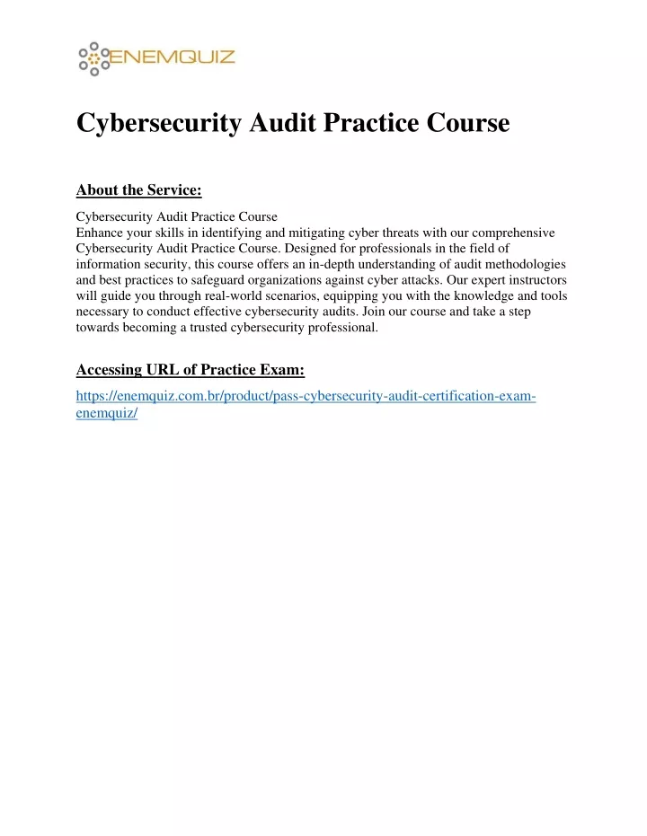 cybersecurity audit practice course