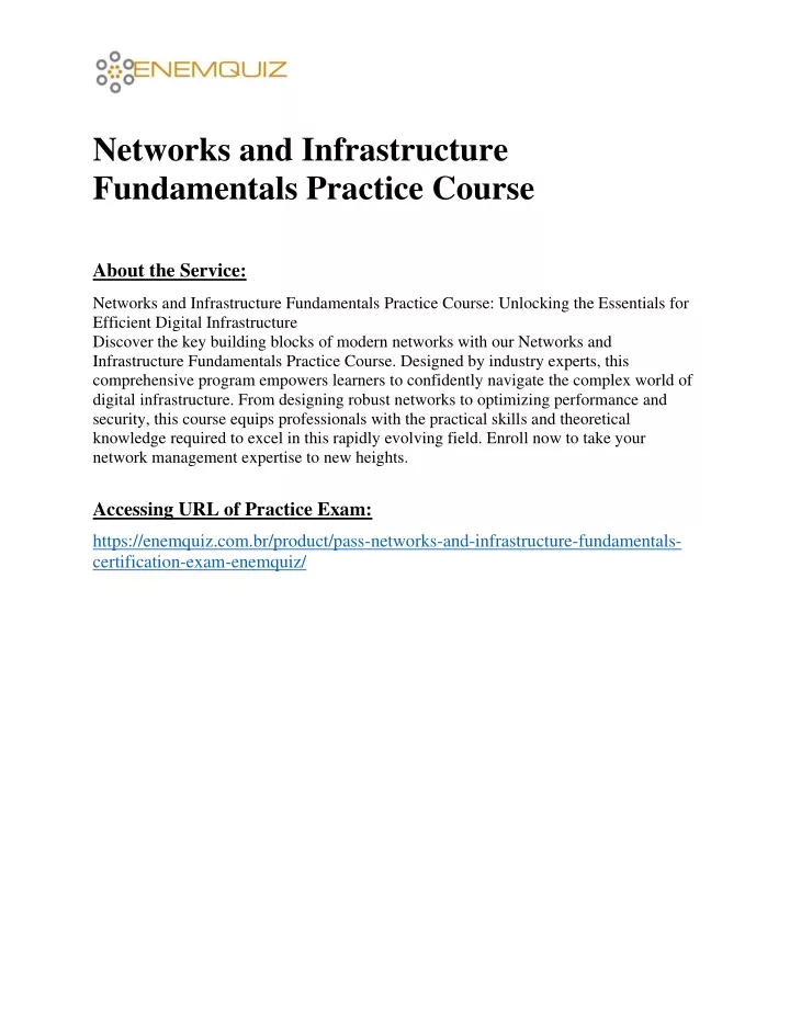networks and infrastructure fundamentals practice