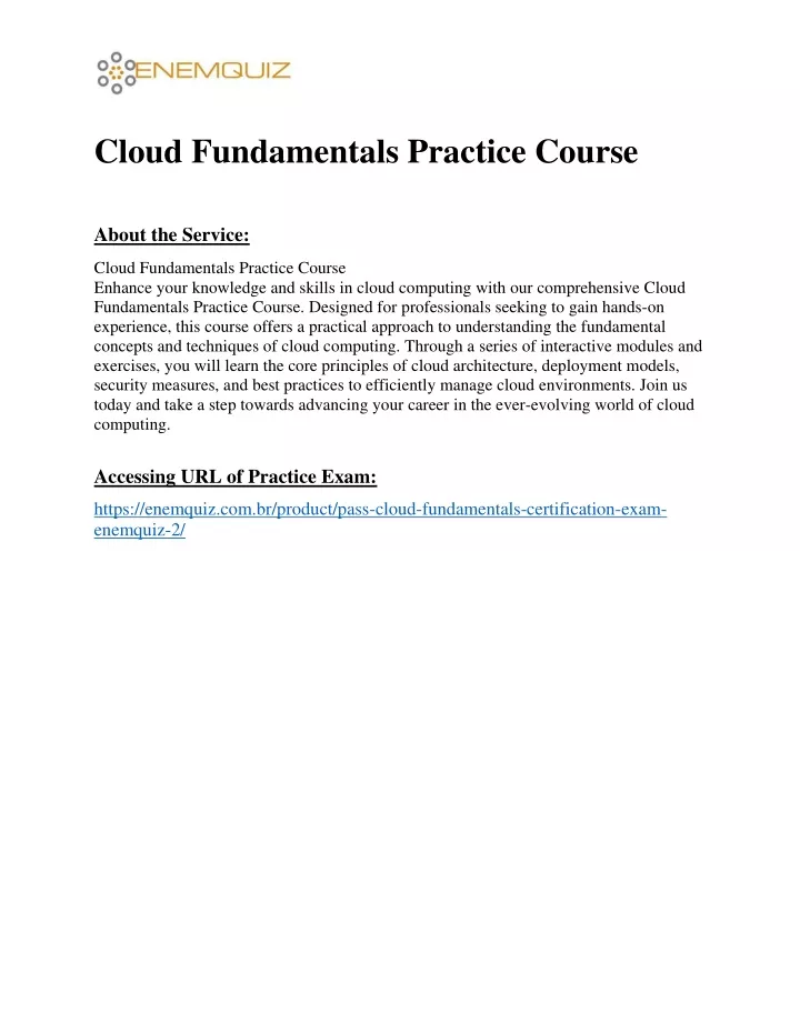 cloud fundamentals practice course