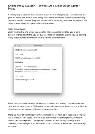 Shifter Proxy Coupon - How to Get a Discount on Shifter Proxy