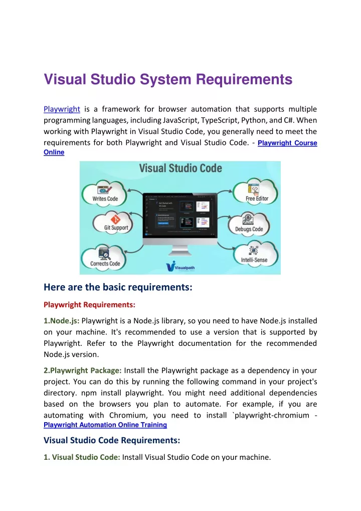 visual studio system requirements