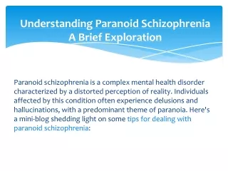 Understanding Paranoid Schizophrenia A Brief Exploration
