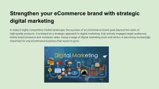 Strengthen your eCommerce brand with strategic digital marketing