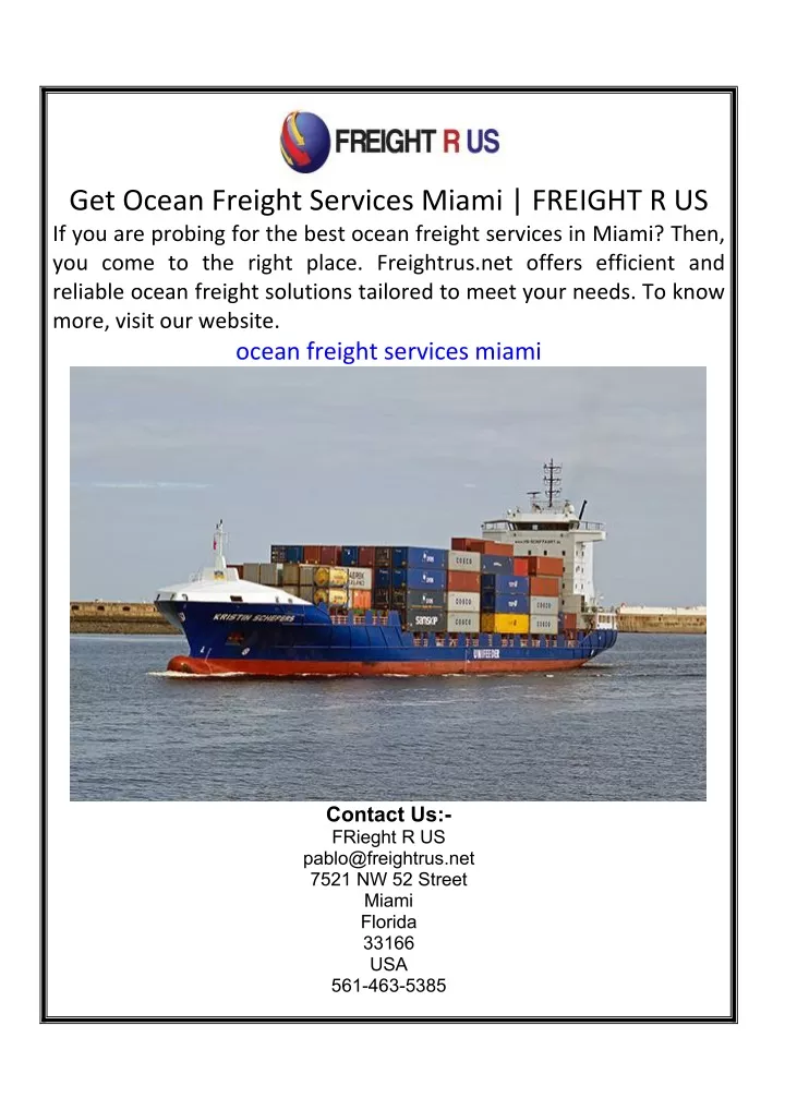 get ocean freight services miami freight
