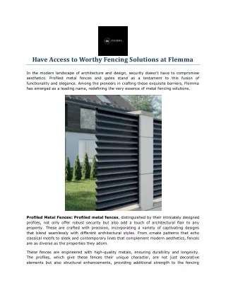 have access to worthy fencing solutions at flemma