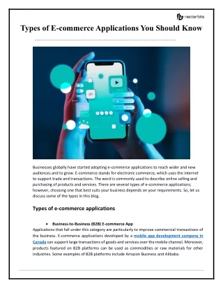 Types of E-commerce Applications You Should Know