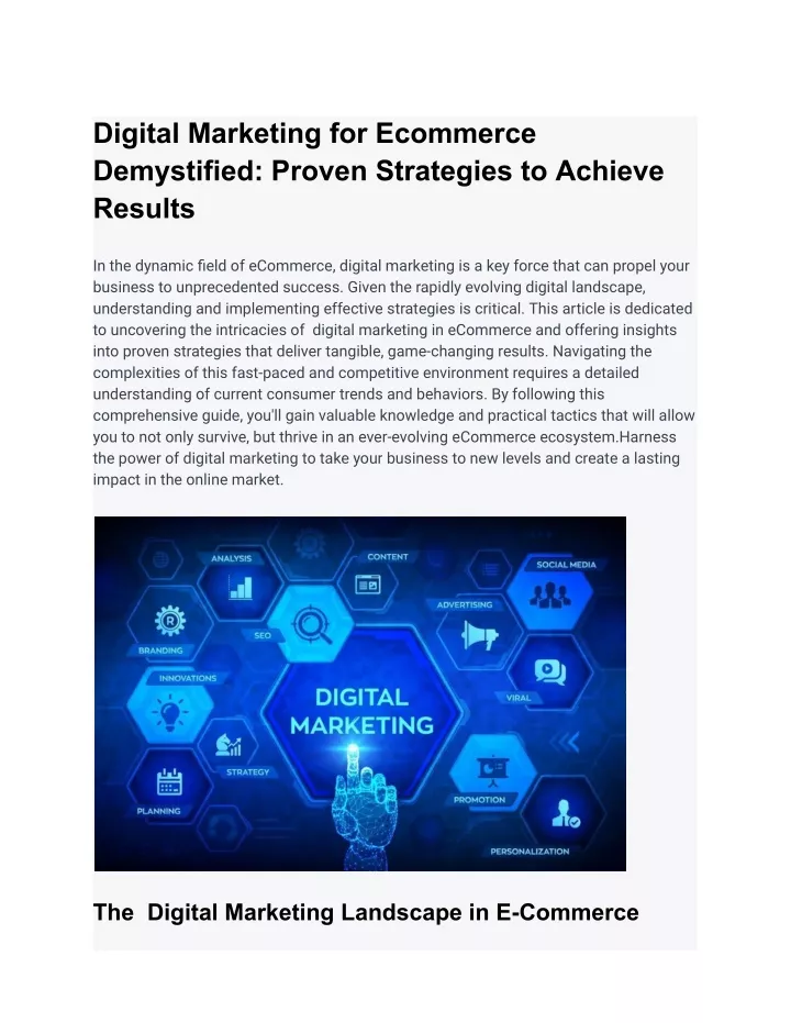 digital marketing for ecommerce demystified