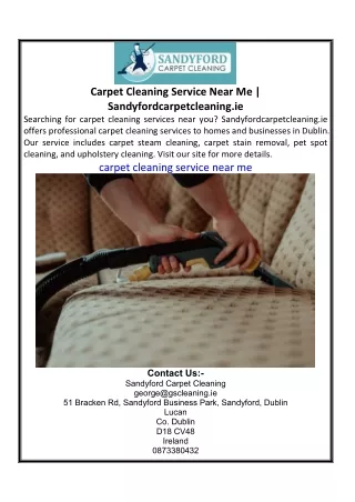 Carpet Cleaning Service Near Me  Sandyfordcarpetcleaning.ie
