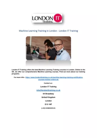 Machine Learning Training in London - London IT Training