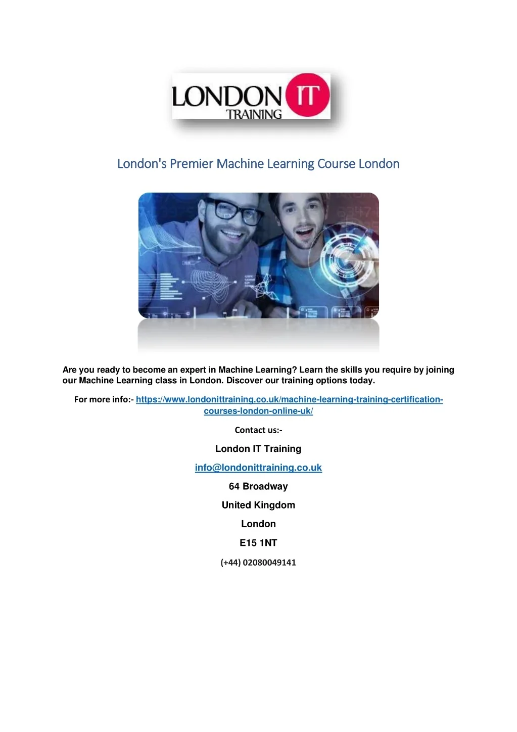 PPT - London's Premier Machine Learning Course London PowerPoint ...