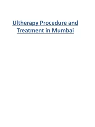 Ultherapy Procedure and Treatment in Mumbai