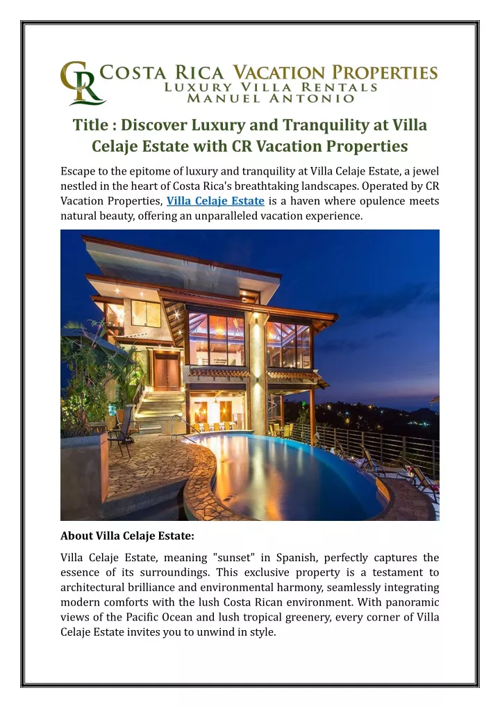 title discover luxury and tranquility at villa