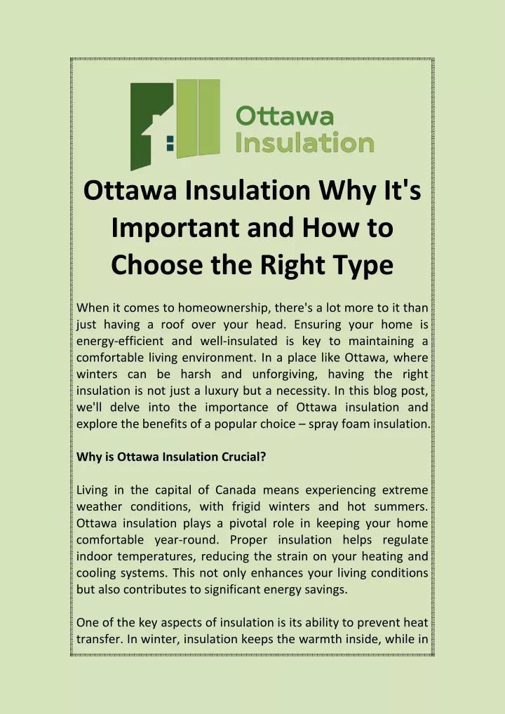 ottawa insulation why it s important