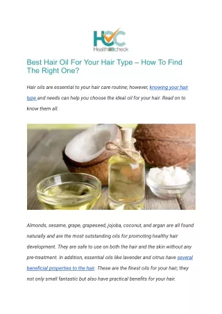 Best Hair Oil For Your Hair Type – How To Find The Right One_