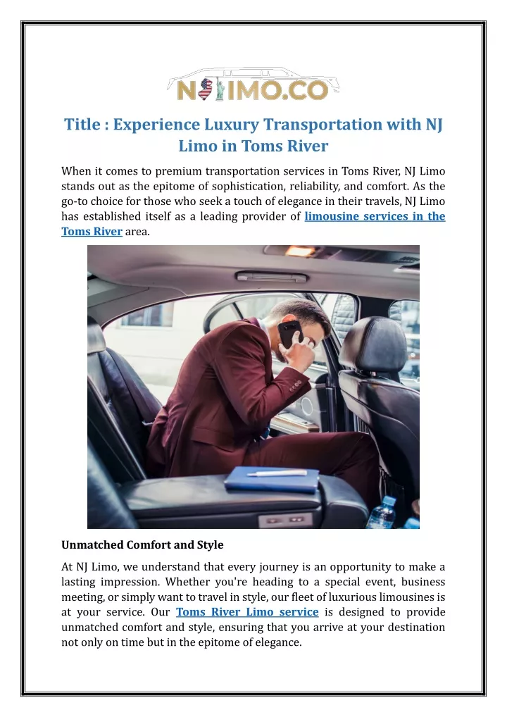 title experience luxury transportation with