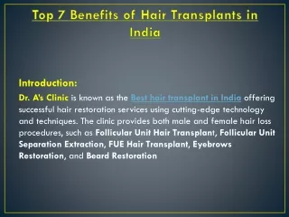 Top 7 Benefits of Hair Transplants in India