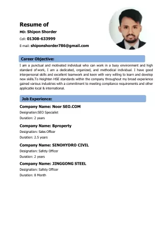 Resume of MD. Shipon Shorder (2)