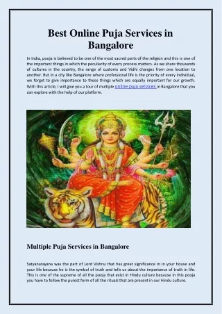 Best Online Puja Services in Bangalore