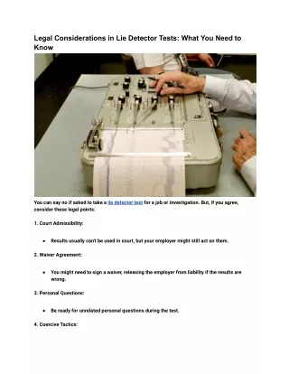 Need to Know about the Legal Considerations in Lie Detector Tests