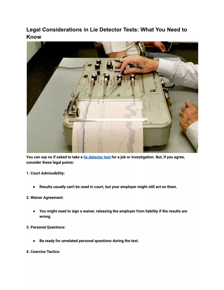 legal considerations in lie detector tests what