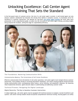 Unlocking Excellence: Call Center Agent Training That Sets the Standard