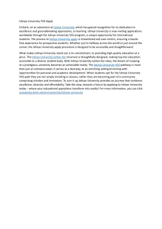 istinye university yos apply