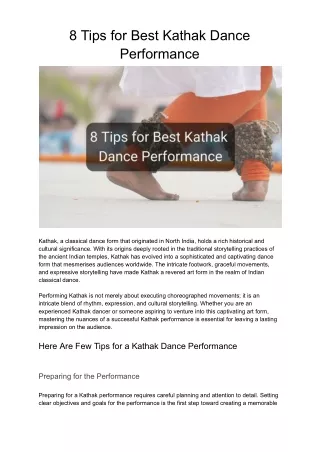 8 Tips for Best Kathak Dance Performance