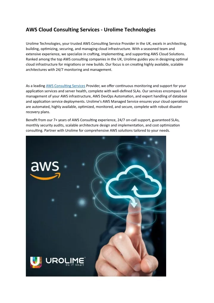 aws cloud consulting services urolime technologies