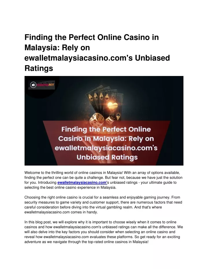 finding the perfect online casino in malaysia