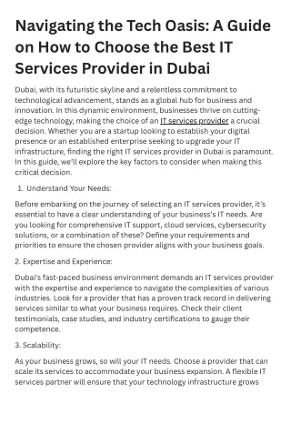 Navigating the Tech Oasis A Guide on How to Choose the Best IT Services Provider in Dubai