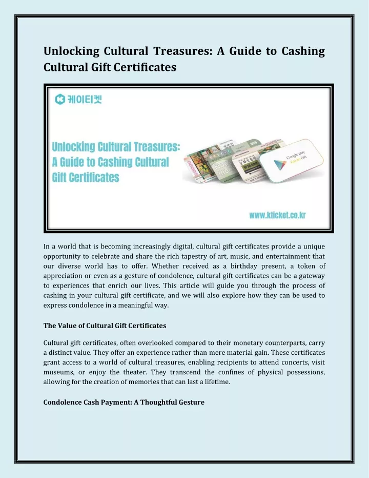 PPT - Unlocking Cultural Treasures: A Guide to Cashing Cultural Gift 