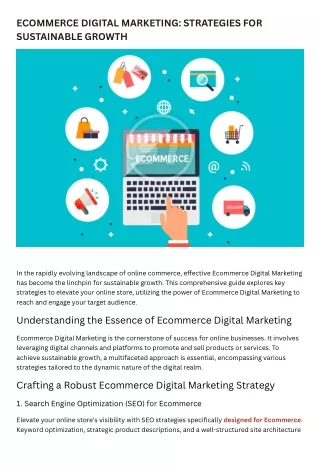 ECOMMERCE DIGITAL MARKETING STRATEGIES FOR SUSTAINABLE GROWTH