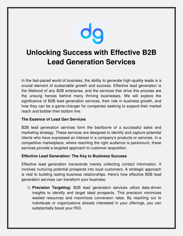 unlocking success with effective b2b lead