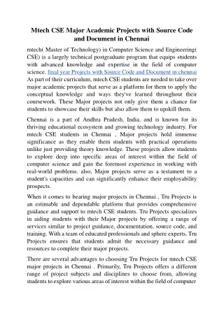 mtech cse major academic projects with source