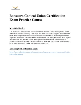 bonsucro control union certification exam